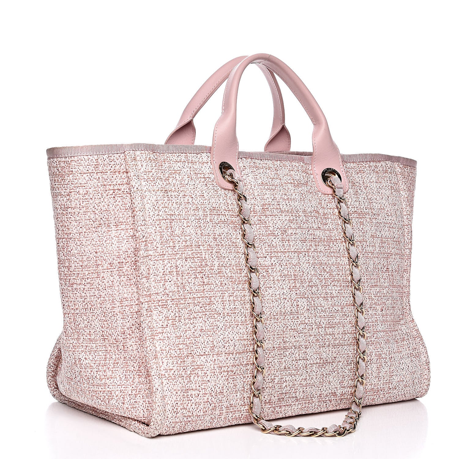 Chanel Straw Lurex Large Deauville Tote Pink 3 of 19
