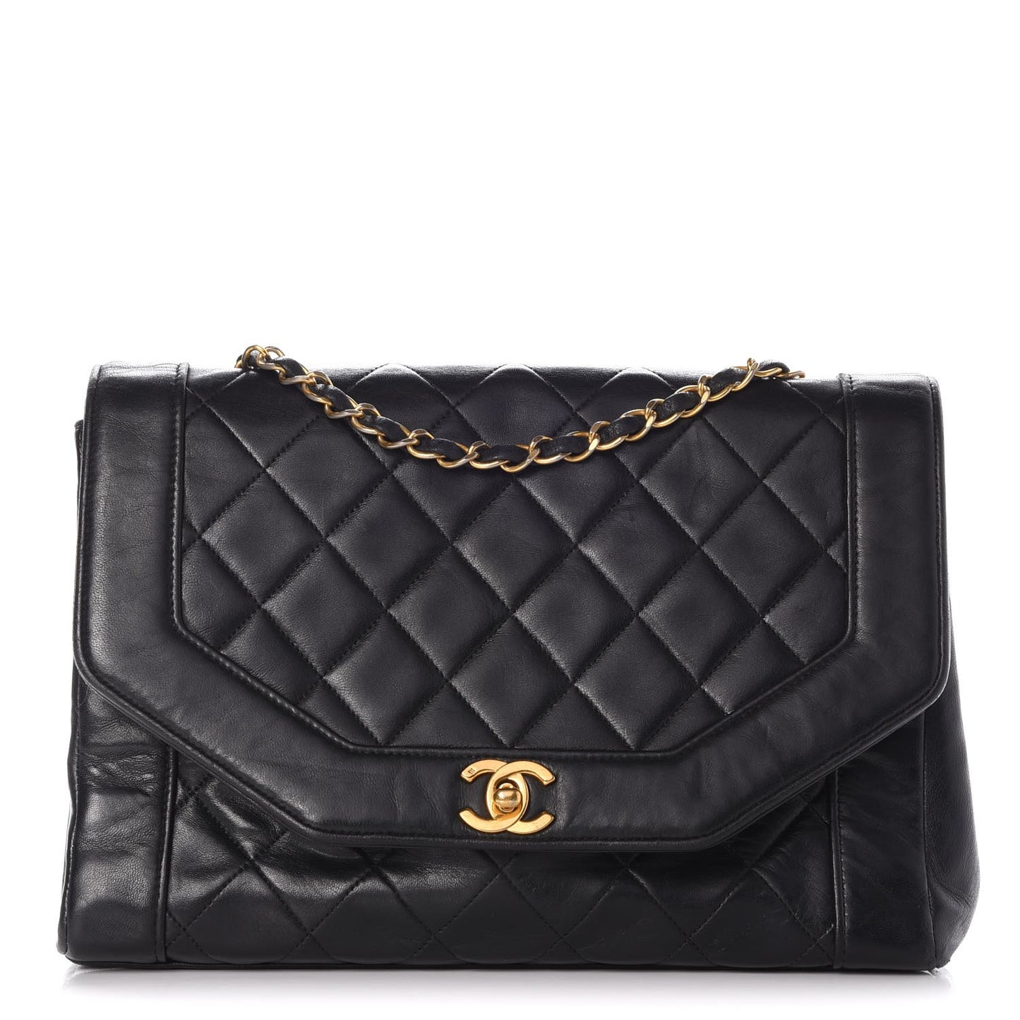 Lambskin Quilted Medium Single Flap Black