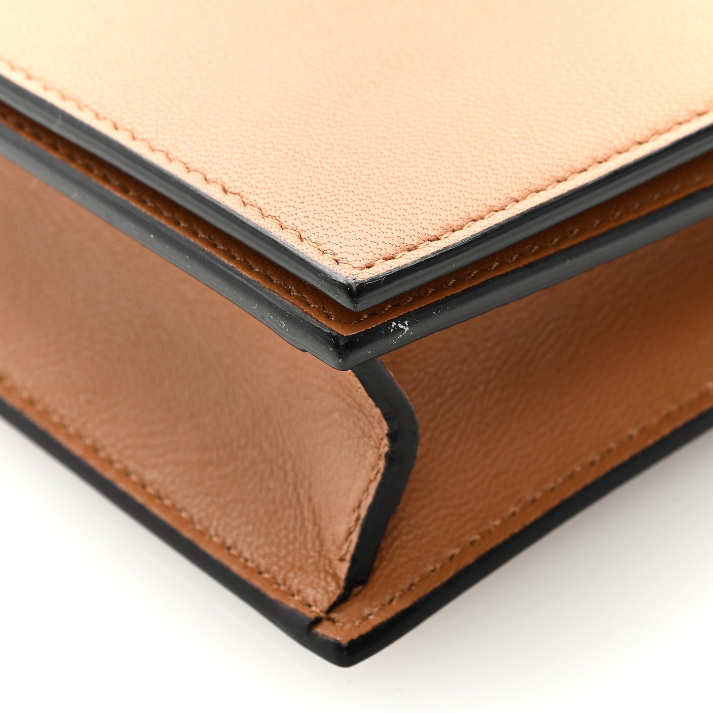 Smooth Lambskin Frame Evening Chain Clutch Tan Optic White