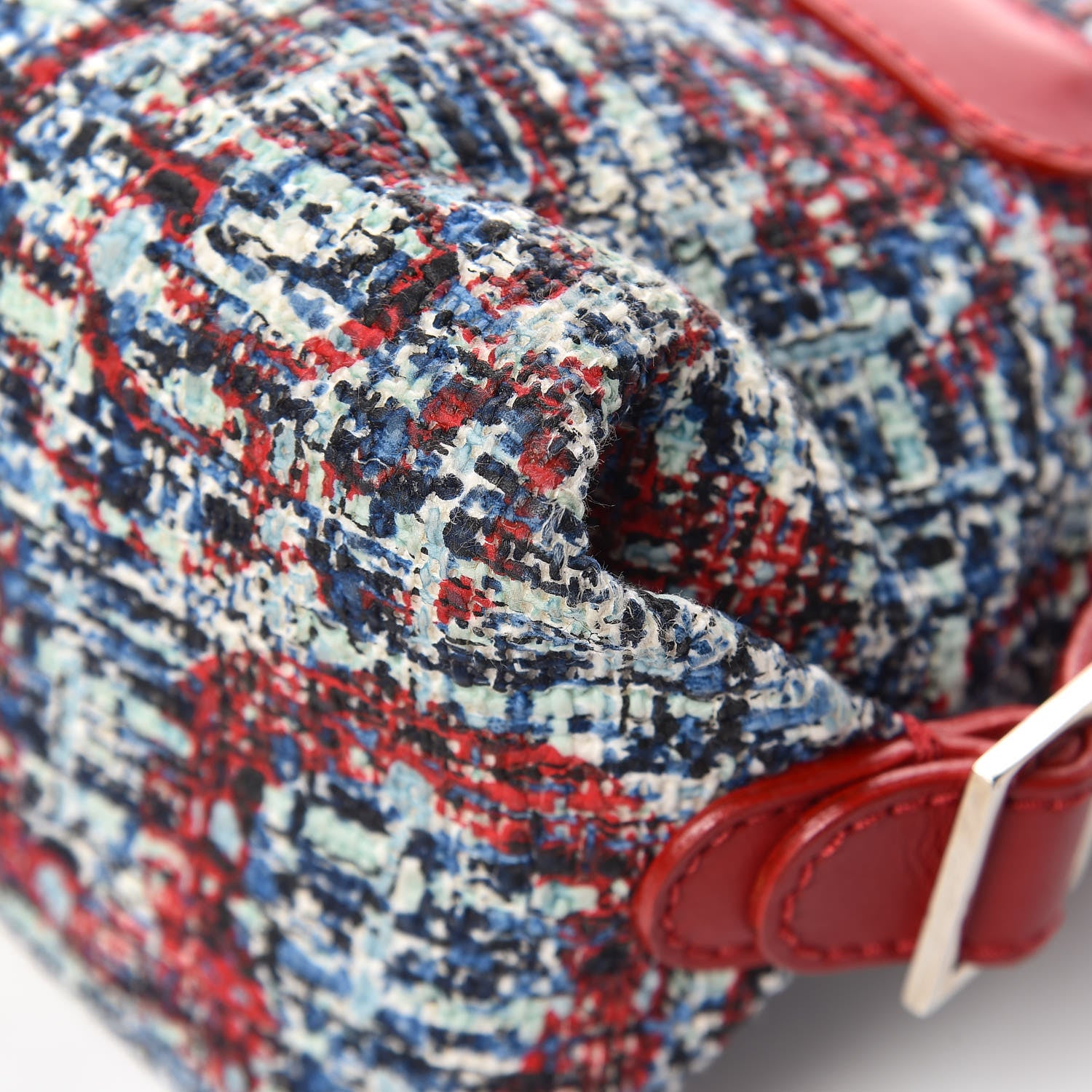 Chanel Tweed Lambskin Flap Blue Red 12 of 13