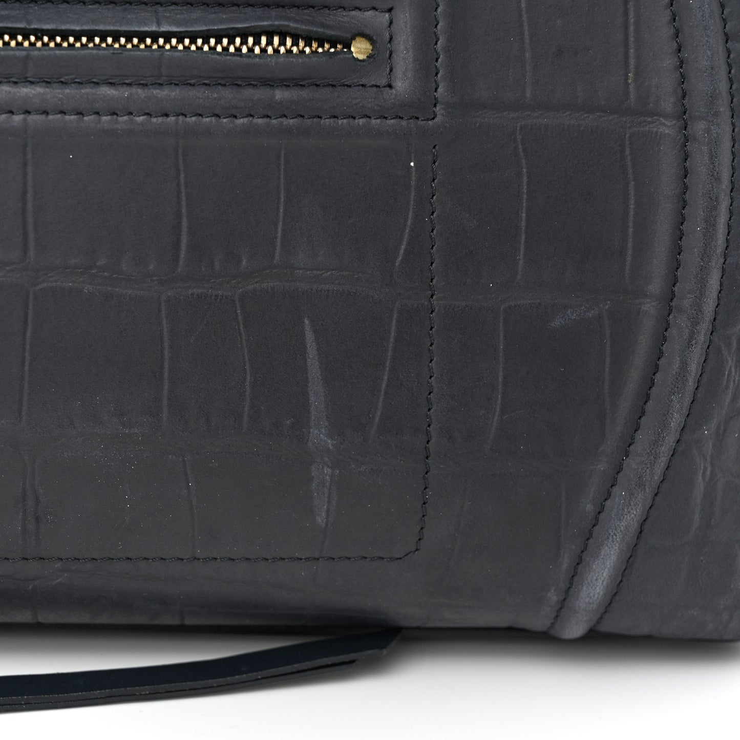 Crocodile Embossed Calfskin Medium Phantom Luggage Navy Blue