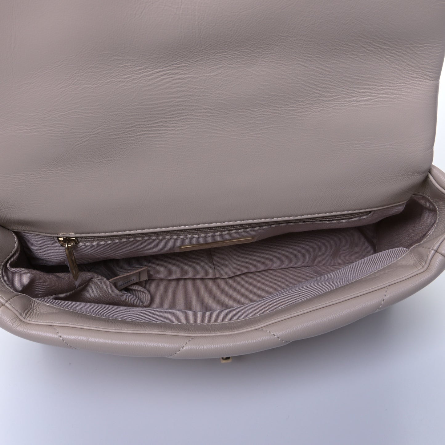 Goatskin Quilted Medium Chanel 19 Flap Beige