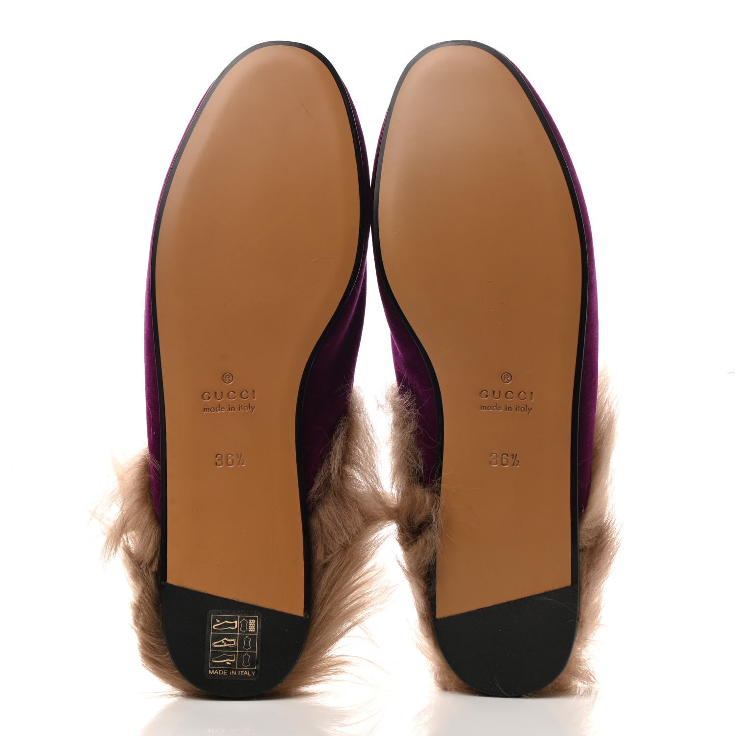 Gucci Velvet Fur Womens Princetown Slippers 36.5 Fucsia Violet Cyclamen Natural 5 of 8