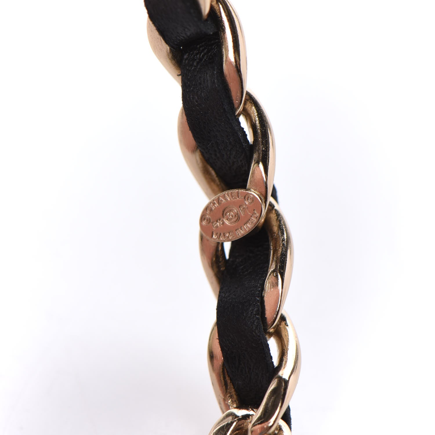 Chanel Lambskin CC Chain Hoop Earrings Matte Gold Black 4 of 5