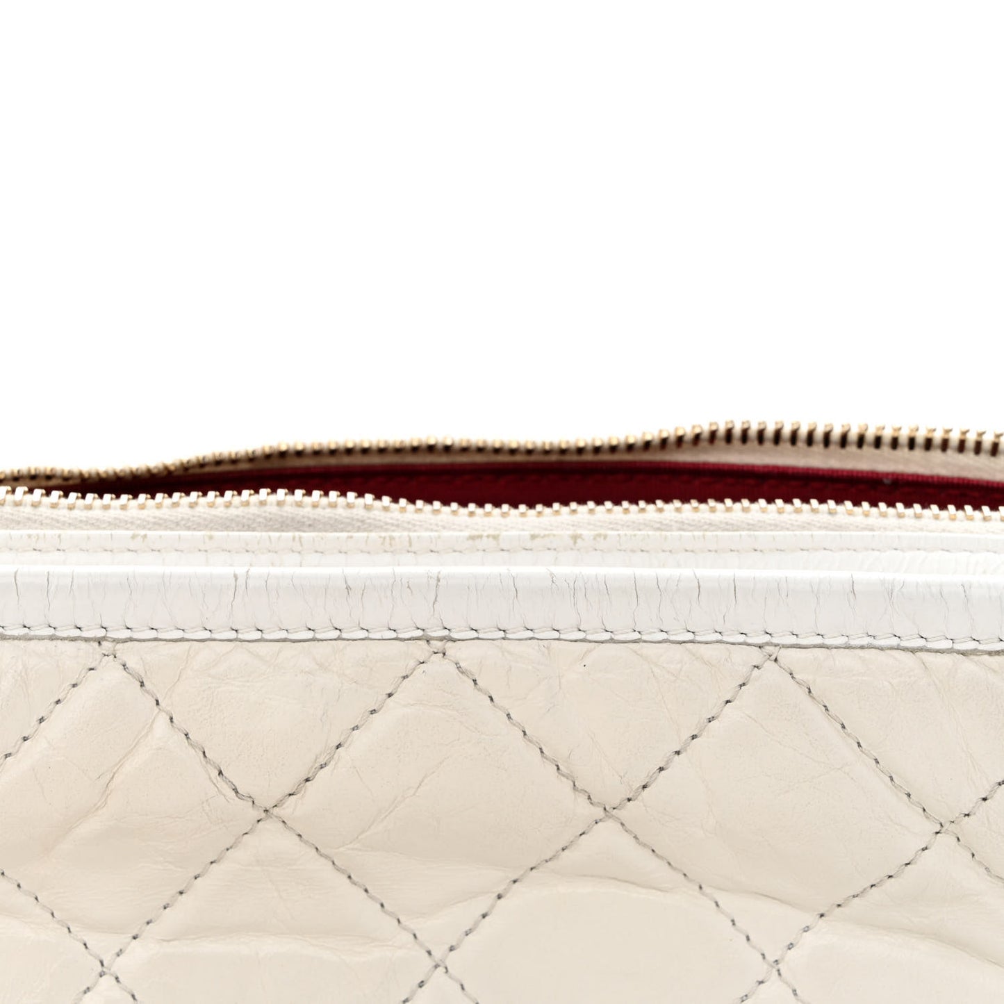 Aged Calfskin Quilted Small Gabrielle Hobo White