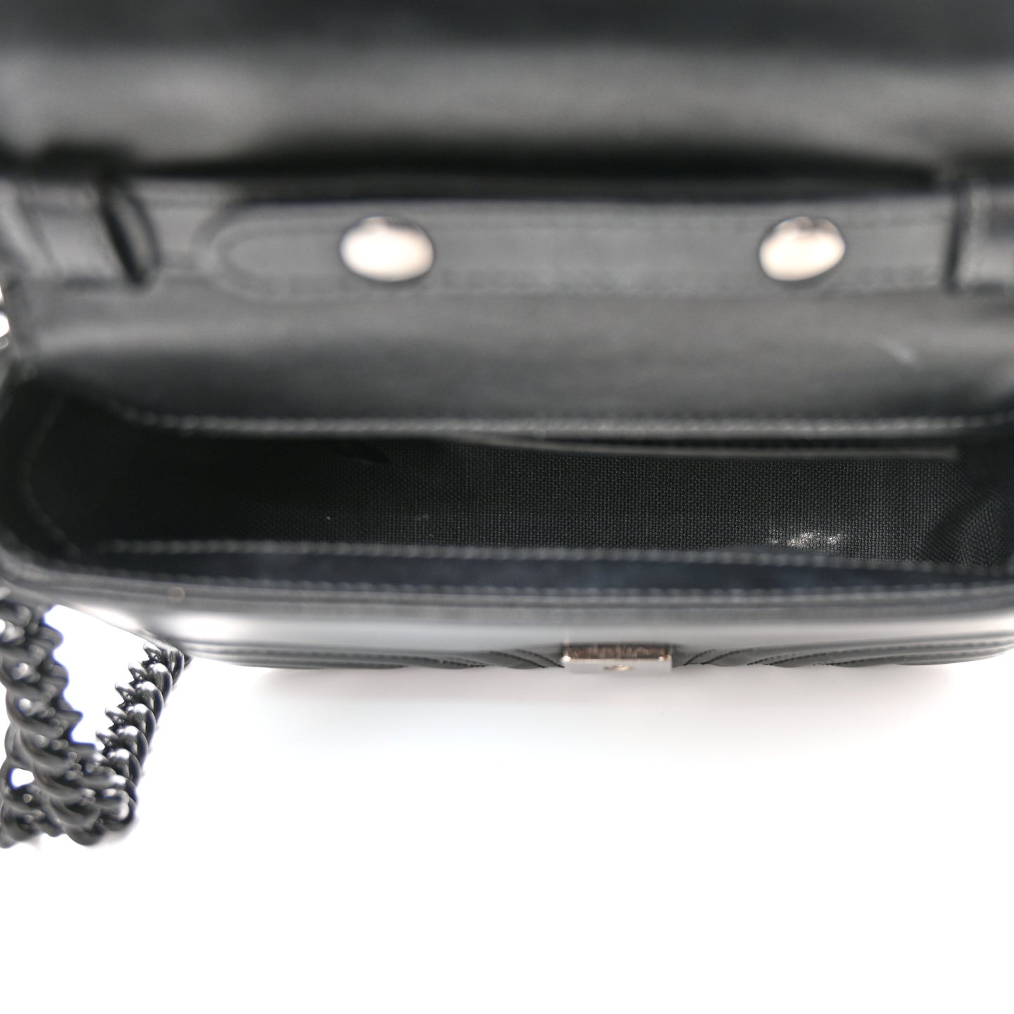 Calfskin Matelasse Monochrome Mini GG Marmont Top Handle Shoulder Bag Black