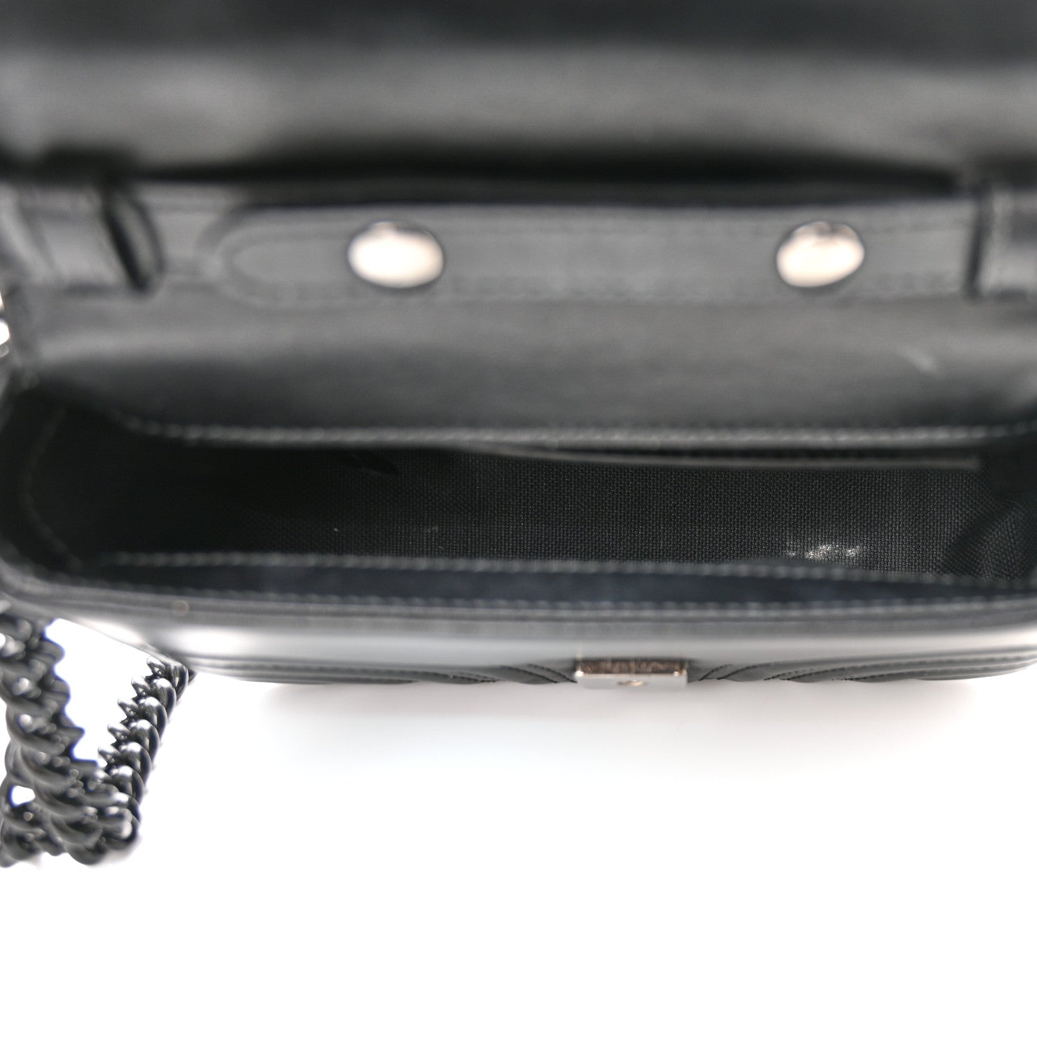 Gucci Calfskin Matelasse Monochrome Mini GG Marmont Top Handle Shoulder Bag Black 5 of 14
