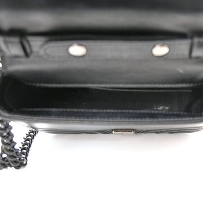 Gucci Calfskin Matelasse Monochrome Mini GG Marmont Top Handle Shoulder Bag Black 5 of 14