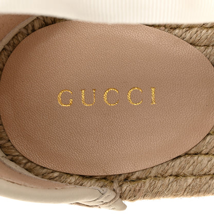 Gucci GG Raffia Monogram Ankle Wrap Platform Espadrille Wedge Sandals 40 Beige 6 of 9