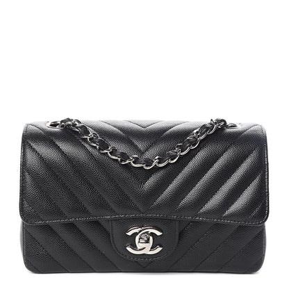 Chanel Caviar Chevron Quilted Mini Rectangular Flap Black 1 of 12