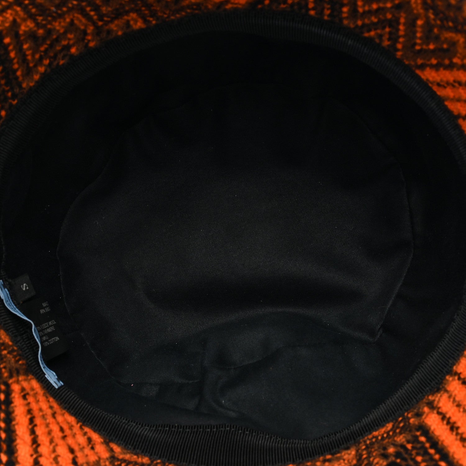Prada Wool Cashmere Geometric Logo Womens Bucket Hat S Orange Black 7 of 9