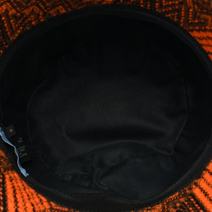 Prada Wool Cashmere Geometric Logo Womens Bucket Hat S Orange Black 7 of 9