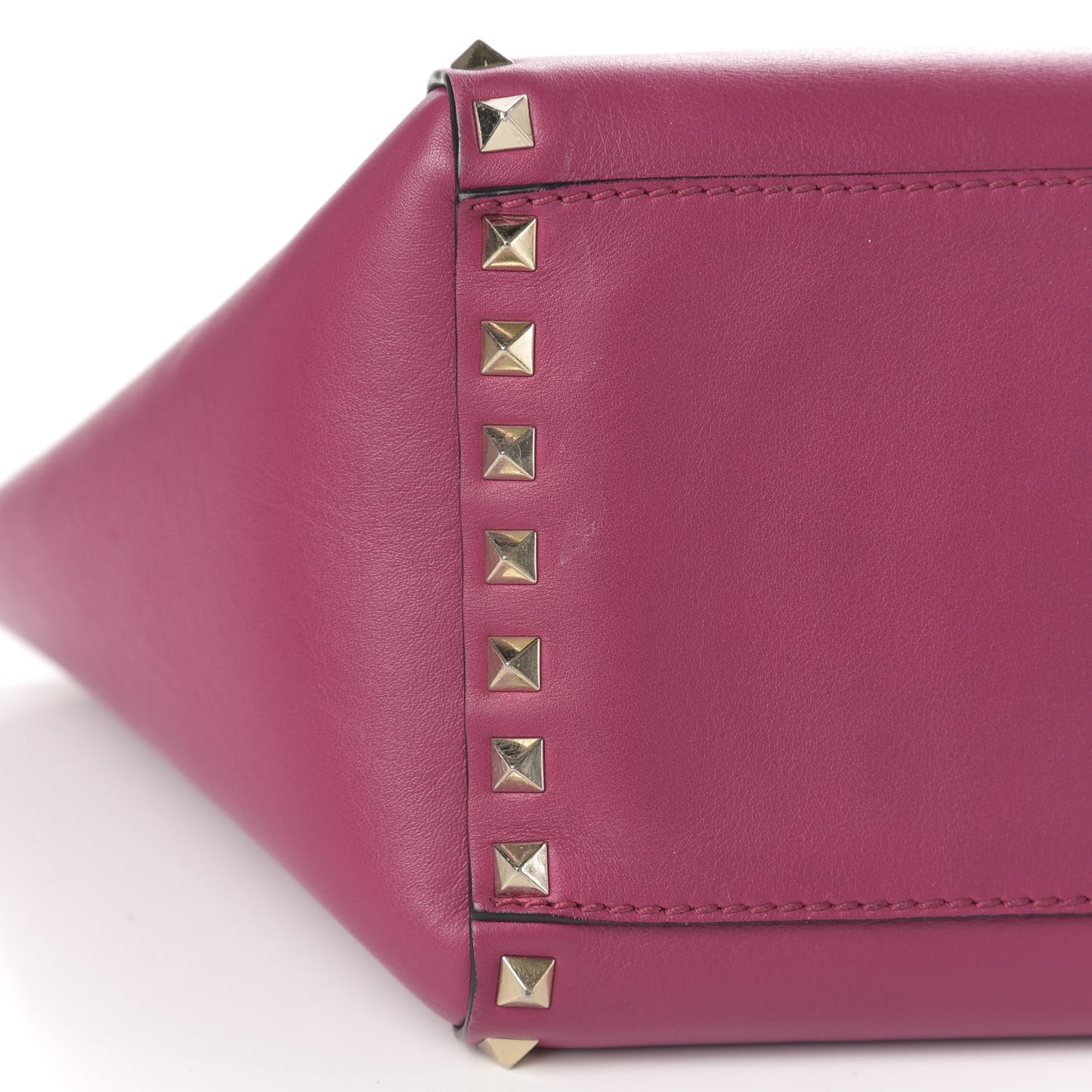 Vitello Small Rockstud Double Handle Tote Deep Cyclamin