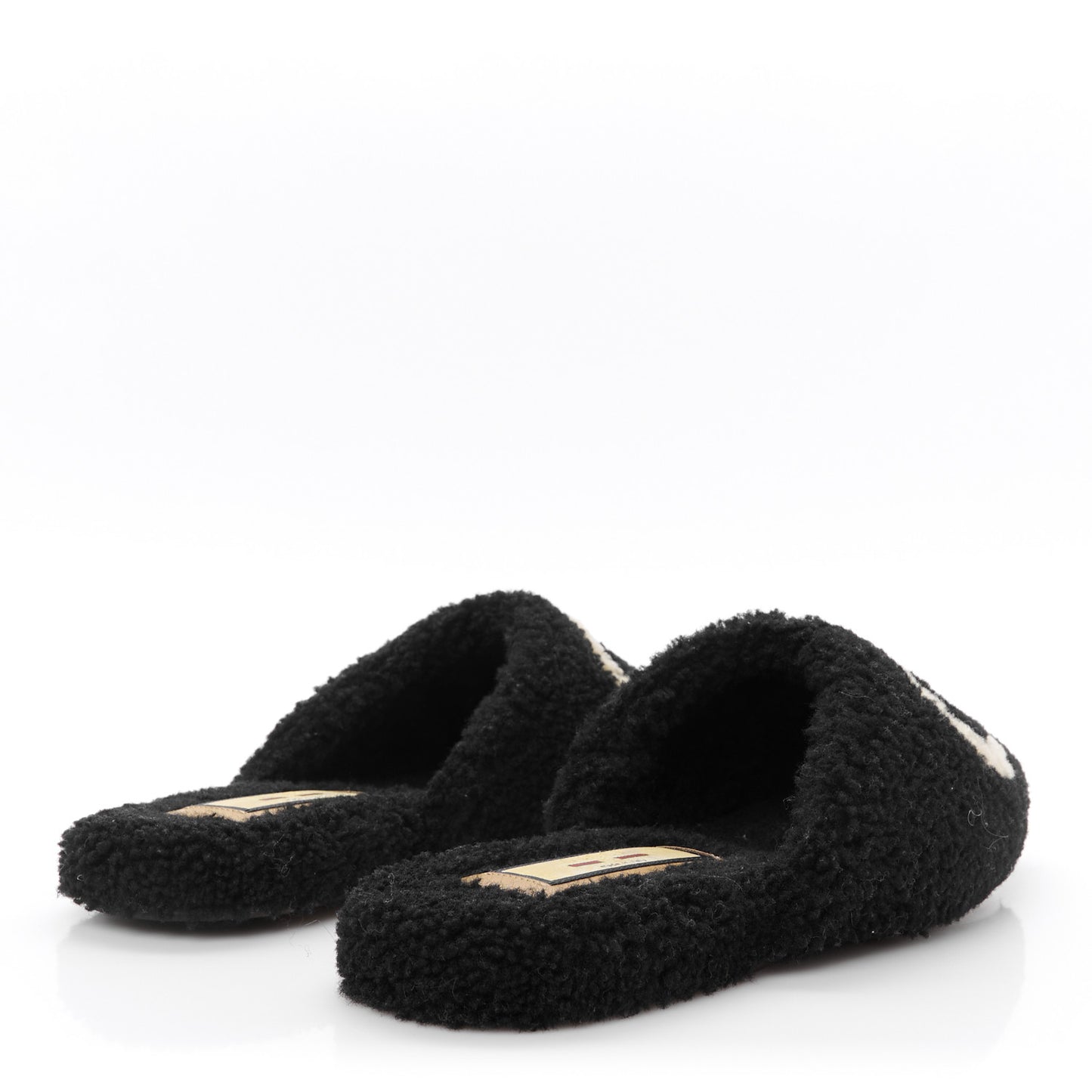 Shearling Interlocking G Mens Eileen Slippers 8 Black Butterscotch