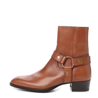 Saint Laurent Smooth Calfskin Wyatt Harness Boots 40.5 Brown 1 of 9