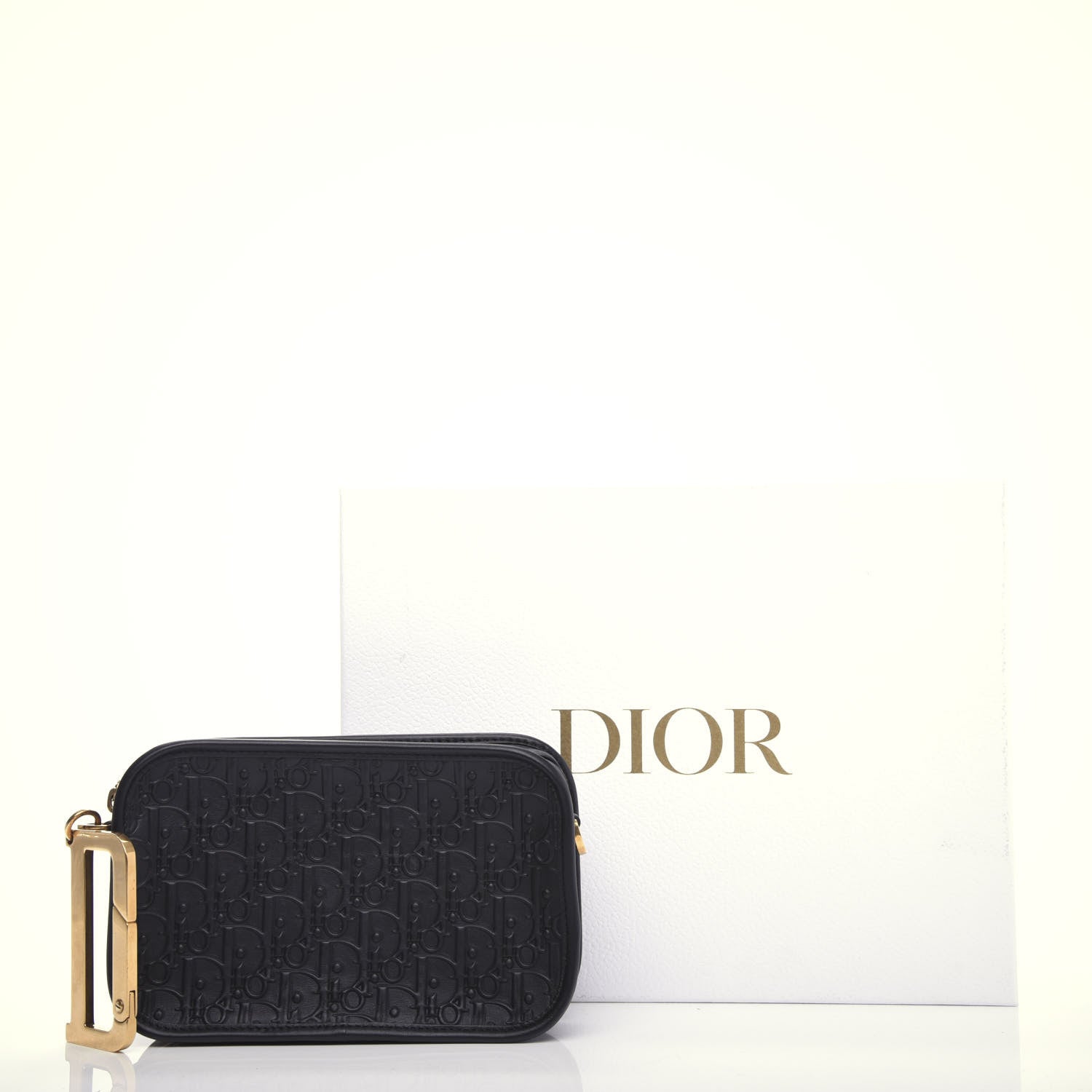 Christian Dior Calfskin Embossed Oblique Diorquake Clutch Black 6 of 6