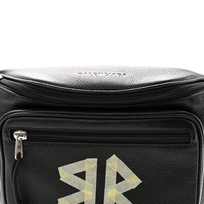 Balenciaga Grained Calfskin Tape Logo Explorer Belt Bag Black White 8 of 11