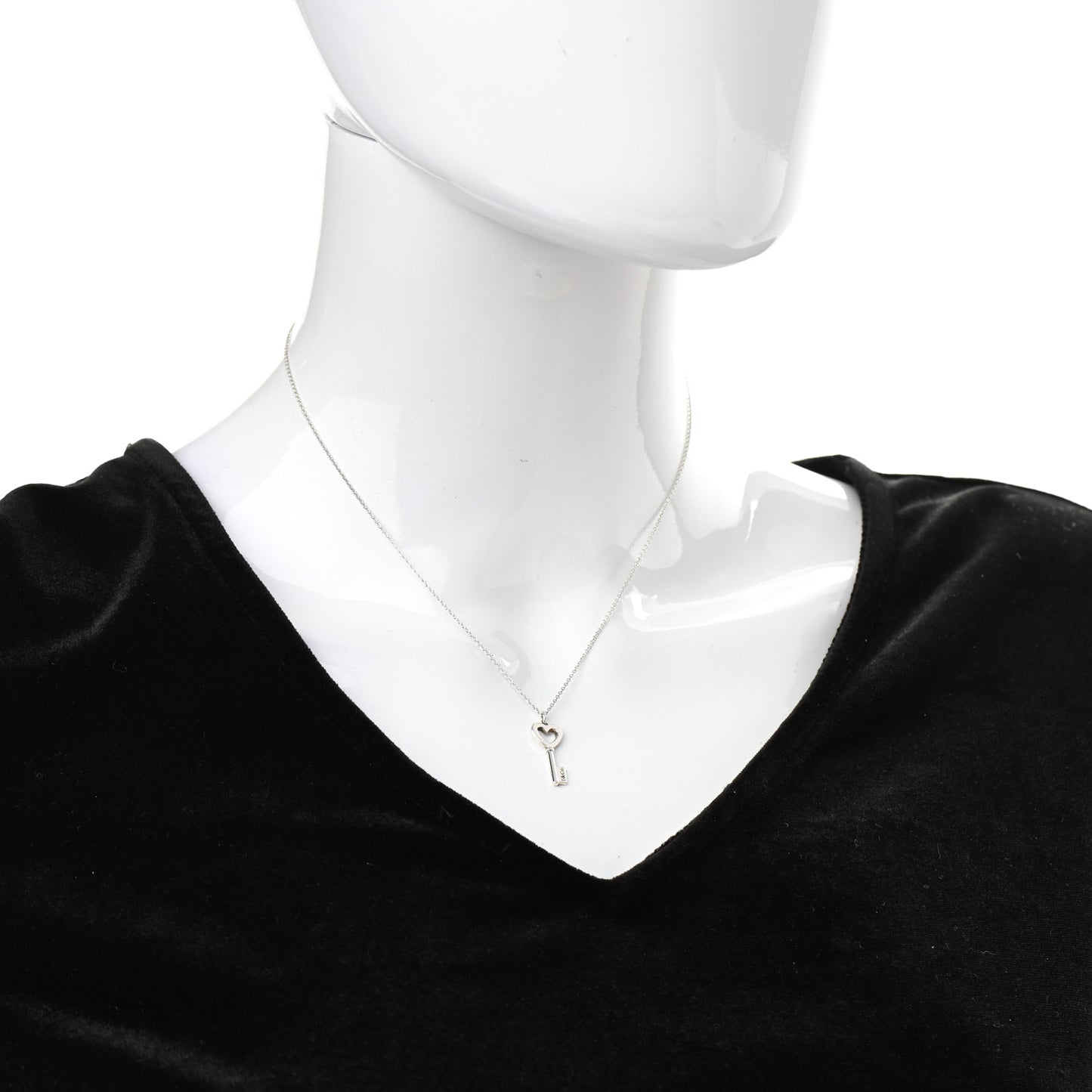 Sterling Silver Mini Heart Key Pendant Necklace