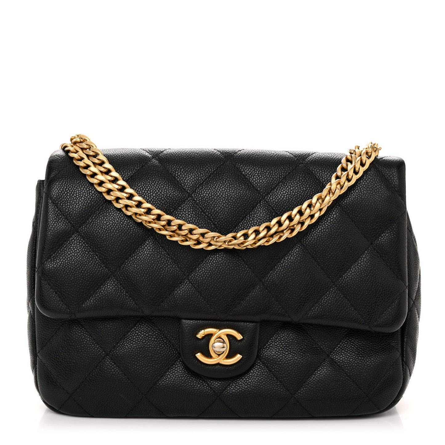 Caviar Quilted Sweetheart Flap Black