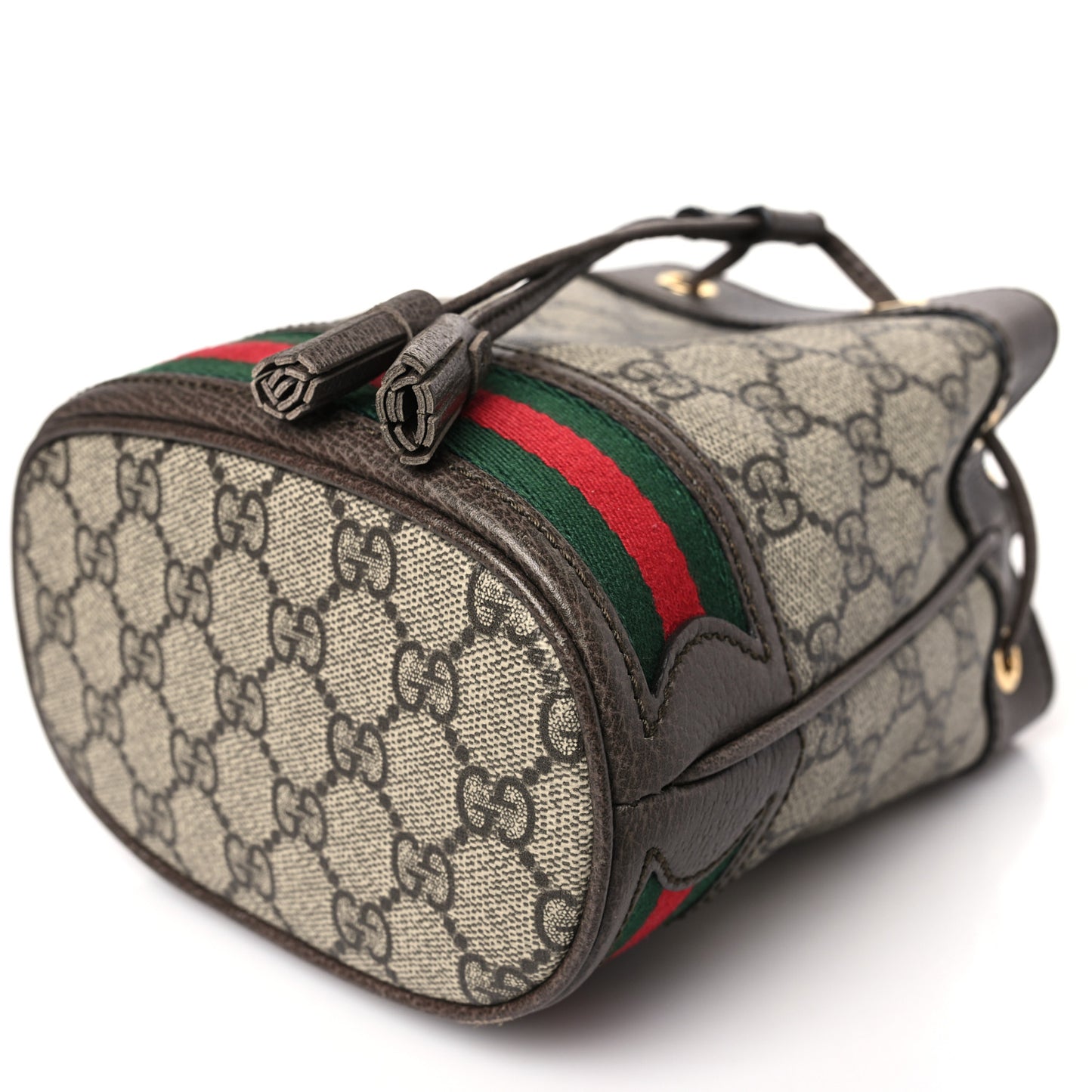 GG Supreme Monogram Web Mini Ophidia Bucket Bag Brown