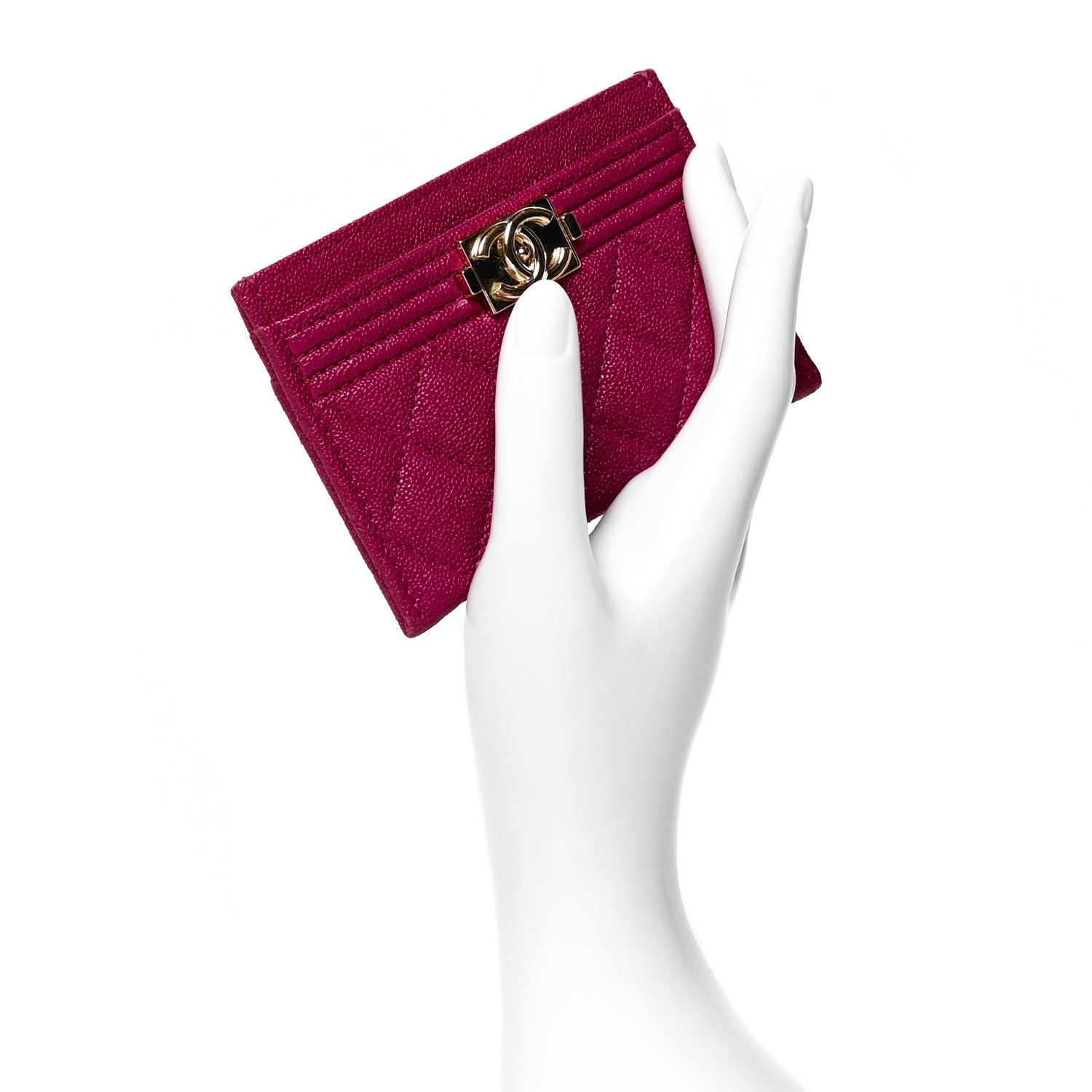 Chanel Caviar Quilted Boy Card Holder Fuchsia 2 of 8