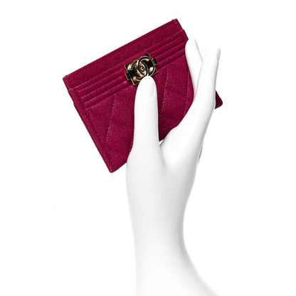 Chanel Caviar Quilted Boy Card Holder Fuchsia 2 of 8