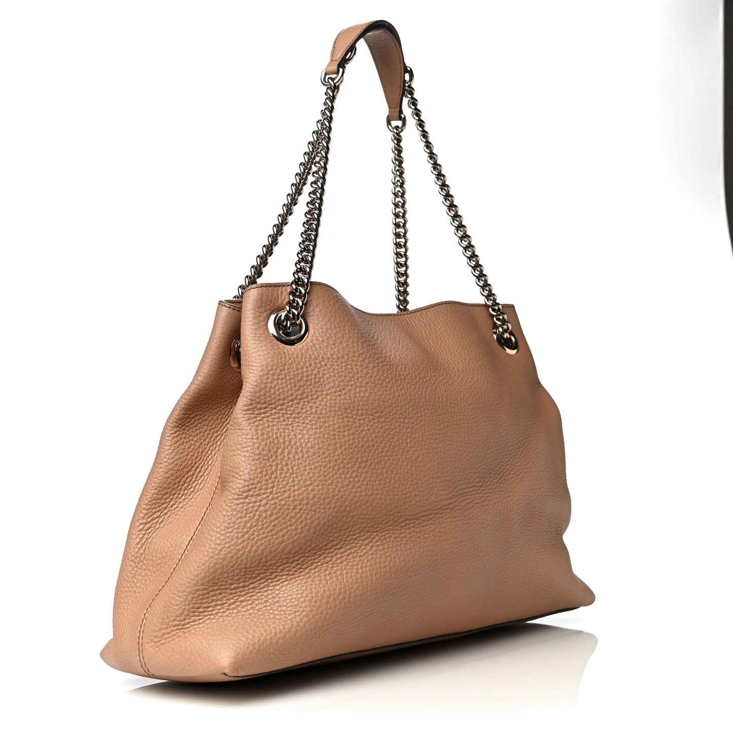 Pebbled Calfskin Medium Soho Chain Shoulder Bag Rose Beige