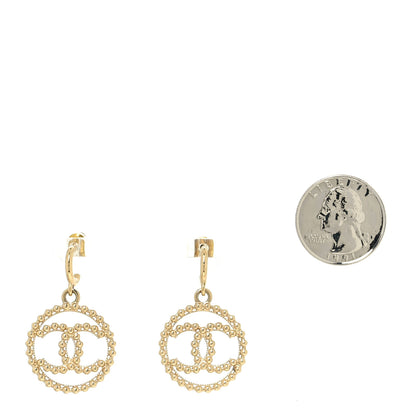 Chanel Metal Bead Round CC Drop Earrings Gold 2 of 4