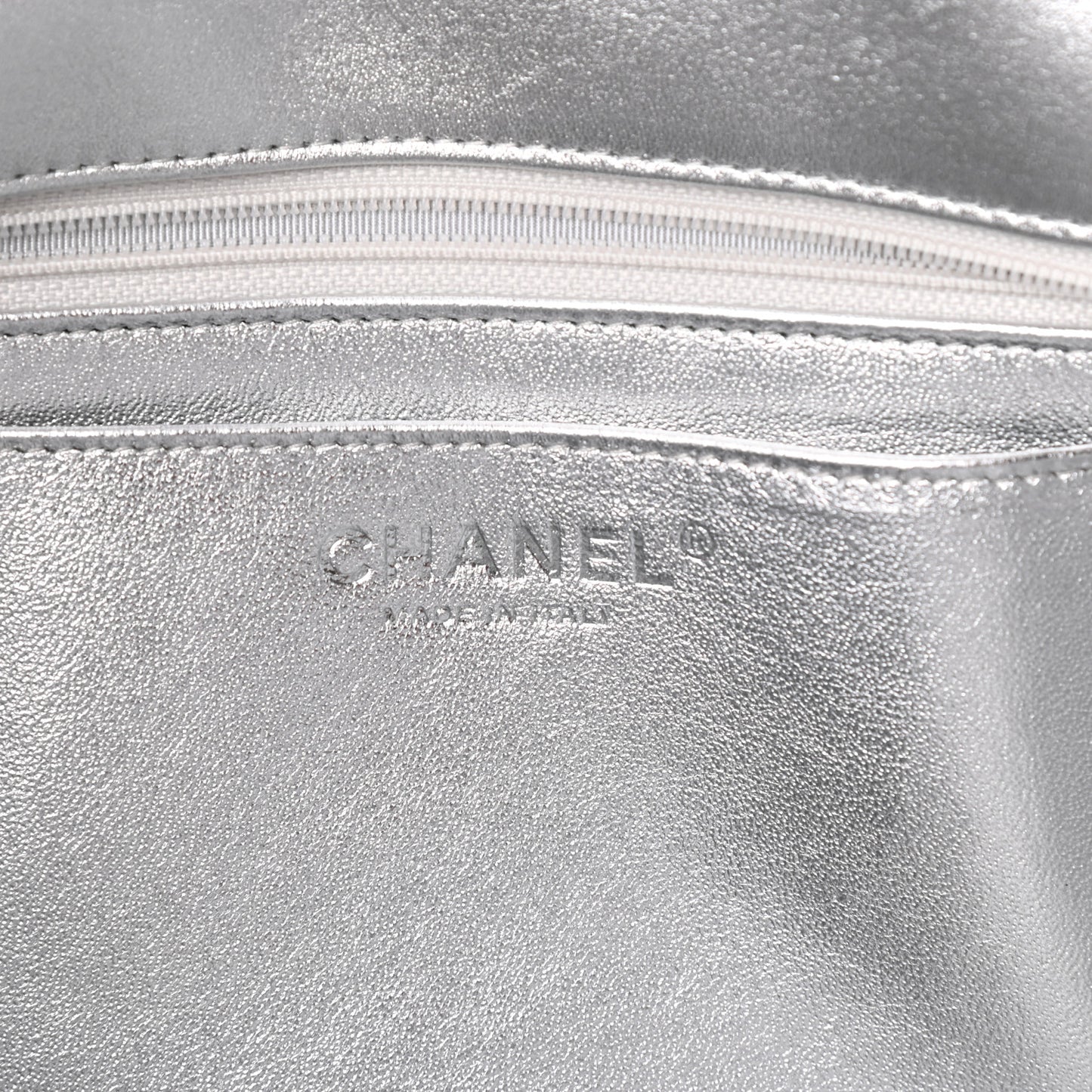 Metallic Lambskin Quilted Jumbo Single Flap Silver