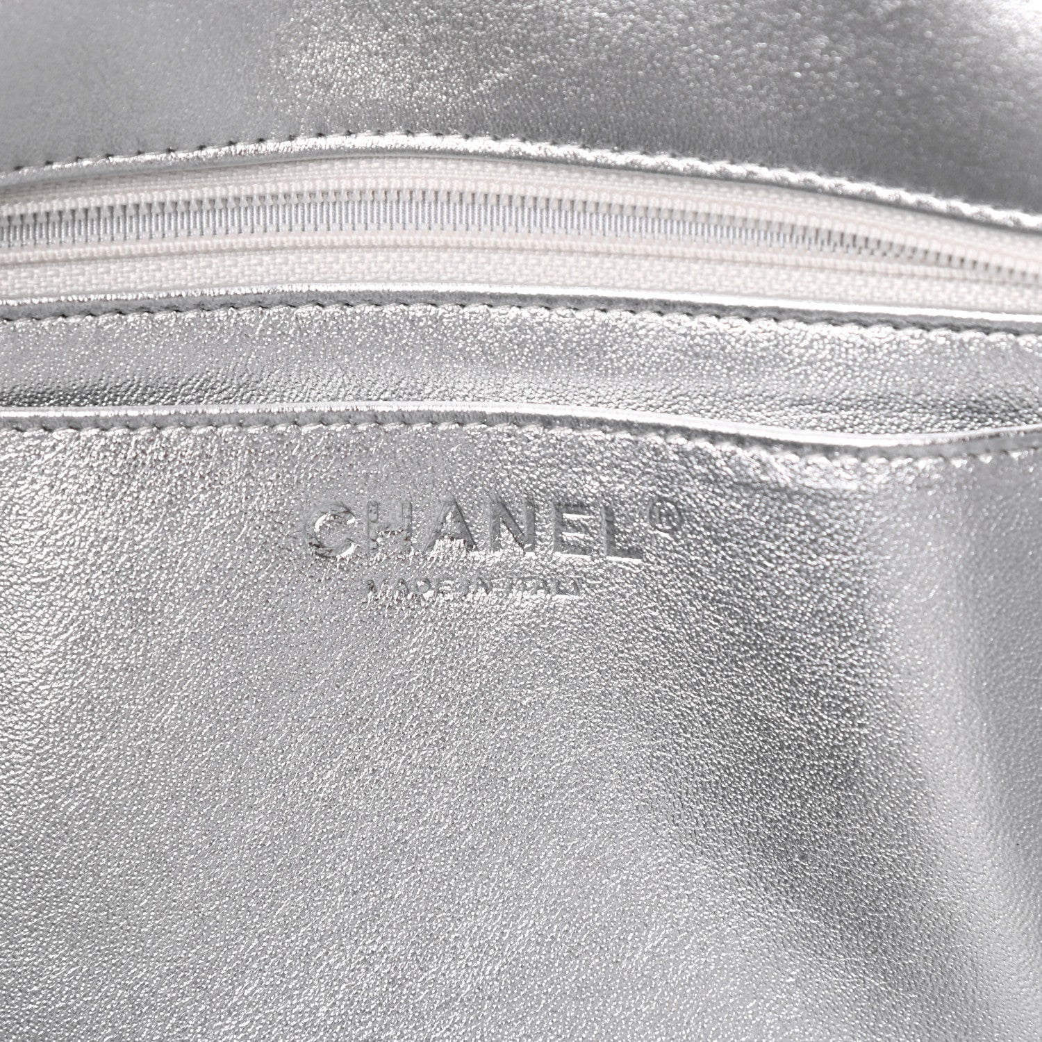 Chanel Metallic Lambskin Quilted Jumbo Single Flap Silver 6 of 10