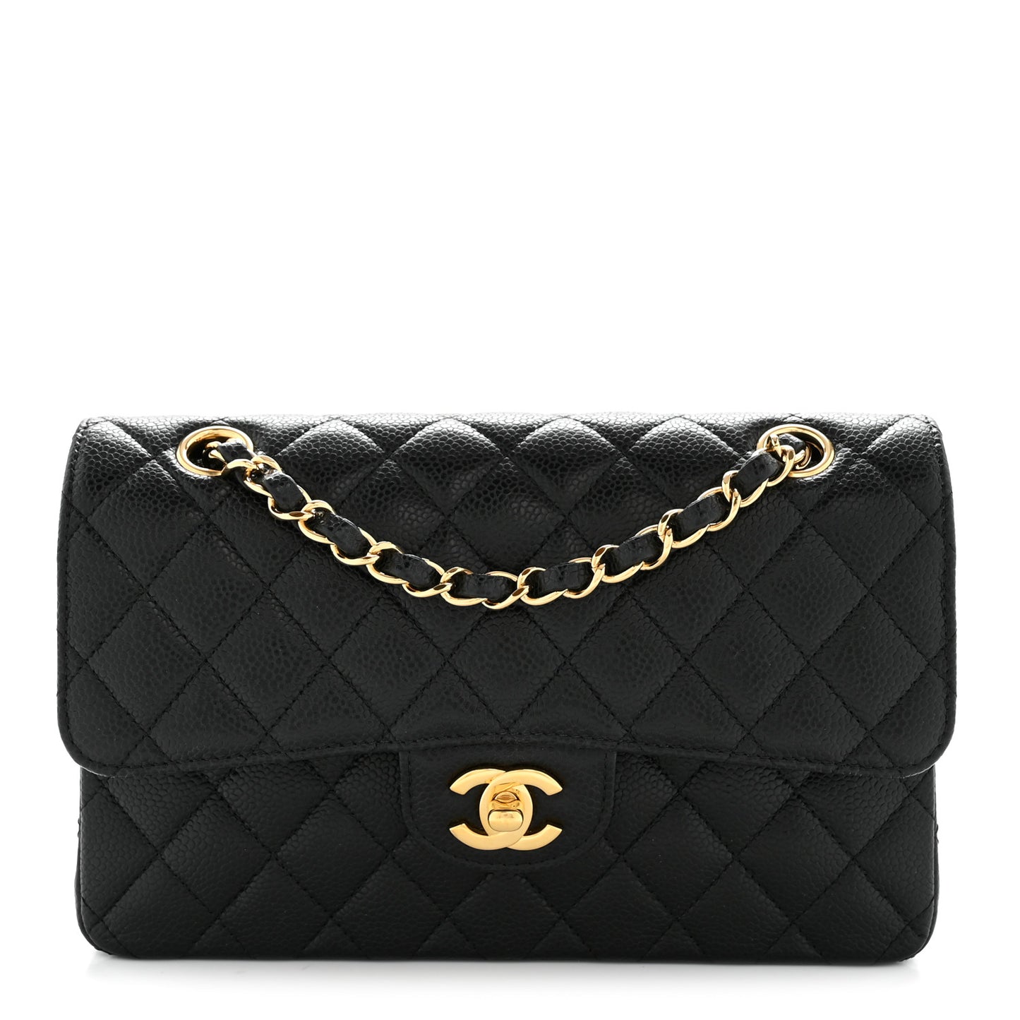 Caviar Quilted Small Double Flap Black