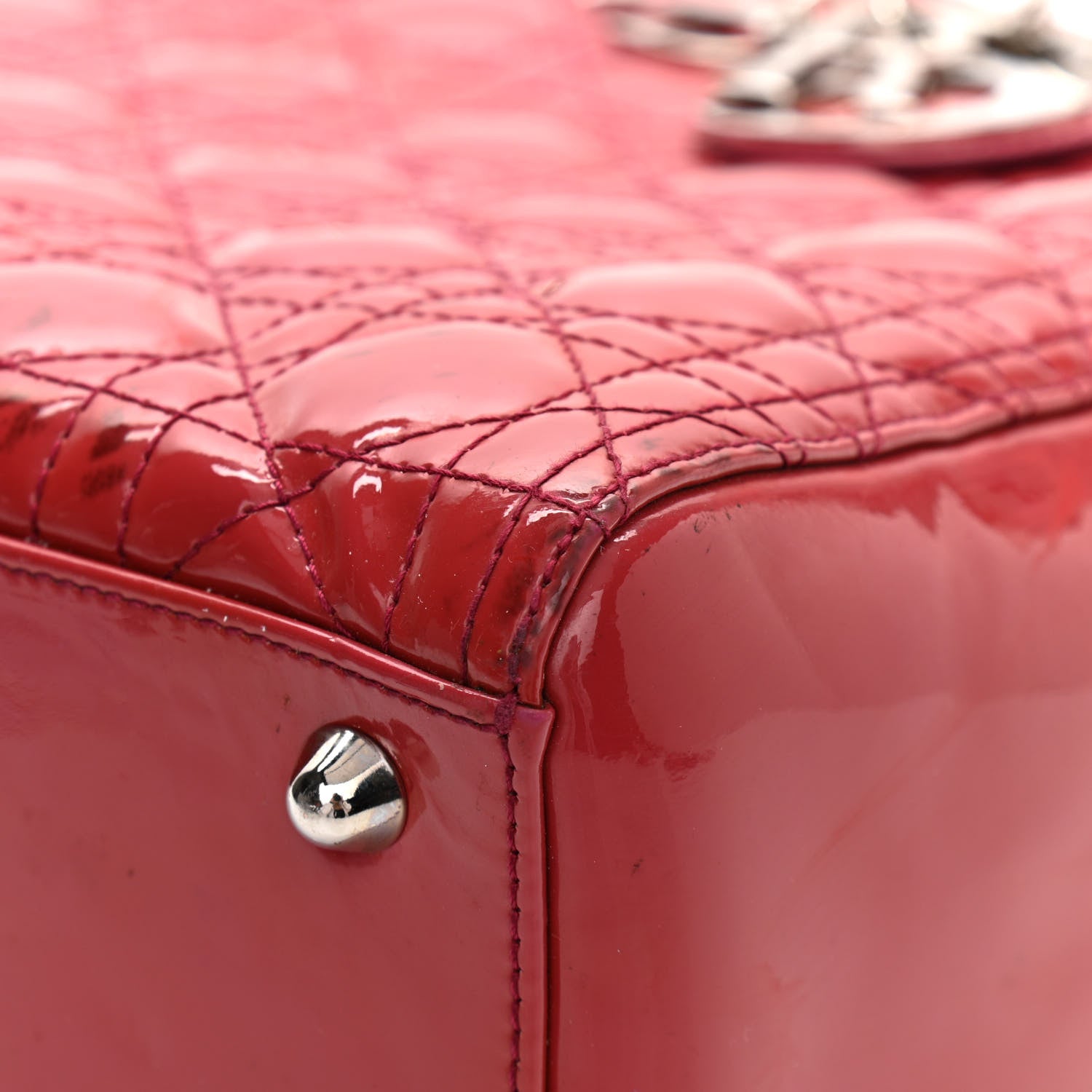 Christian Dior Patent Cannage Large Lady Dior Fuchsia 9 of 16