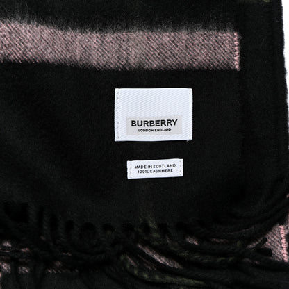Burberry Cashmere Giant Check Fringe Scarf Black Pink 3 of 4