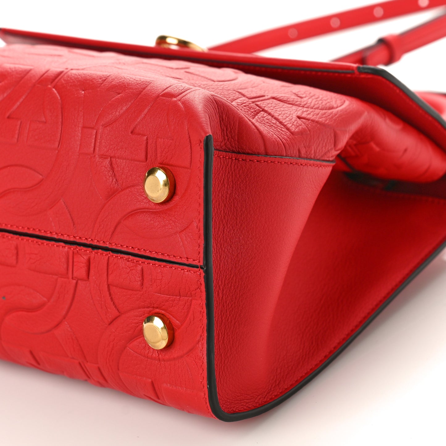 Calfskin Gancini Embossed Trifolio Top Handle Bag Lipstick