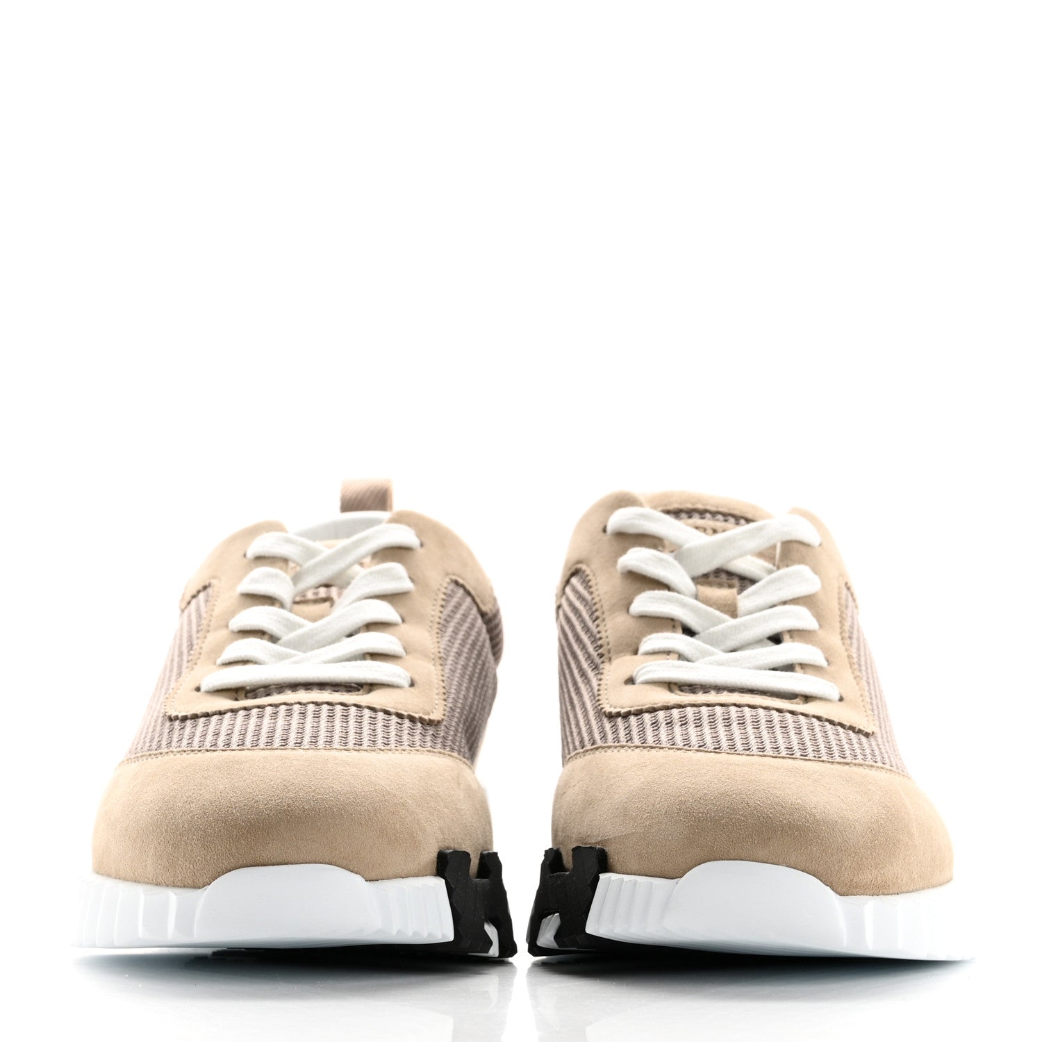 Hermes Air Mesh Suede Goatskin Bouncing Sneakers 38 Beige Camel 3 of 11