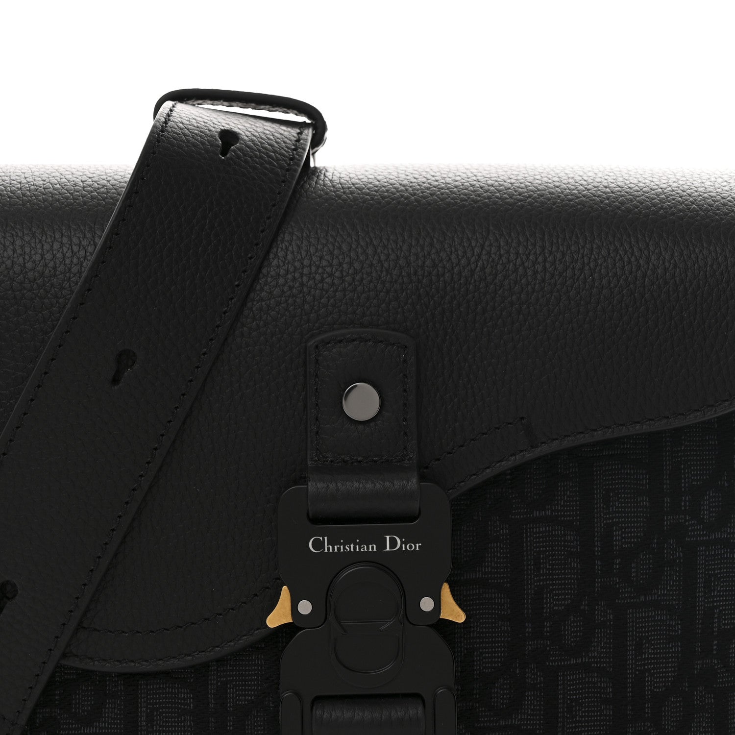 Christian Dior Oblique Jacquard Grained Calfskin Small Saddle Messenger Bag Black 8 of 10