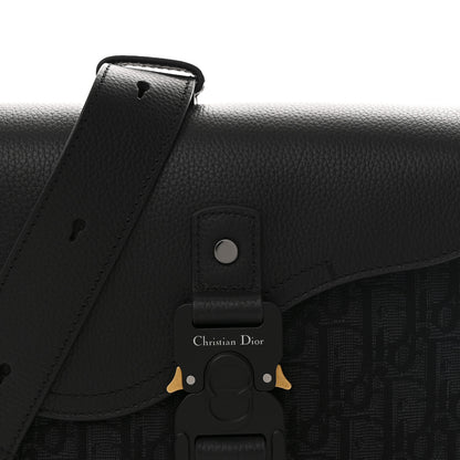 Christian Dior Oblique Jacquard Grained Calfskin Small Saddle Messenger Bag Black 8 of 10