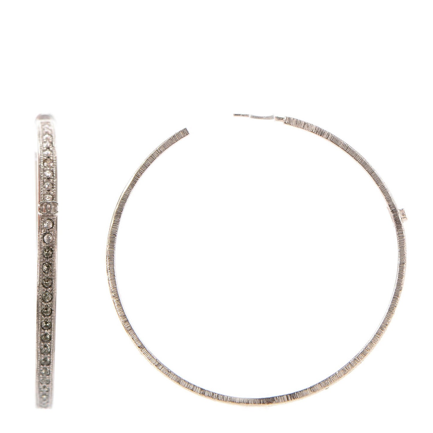 Crystal CC Hoop Earrings Grey Silver
