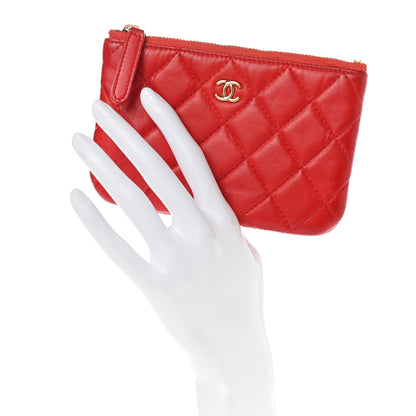 Chanel Lambskin Quilted Small Cosmetic Case Red 2 of 10