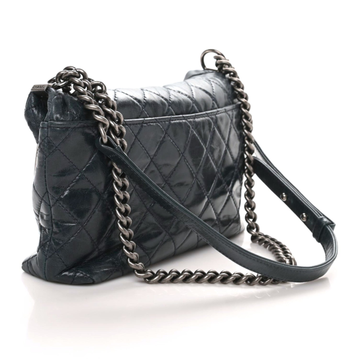 Chanel Glazed Calfskin Quilted Framed Shoulder Bag Blue 2 of 9