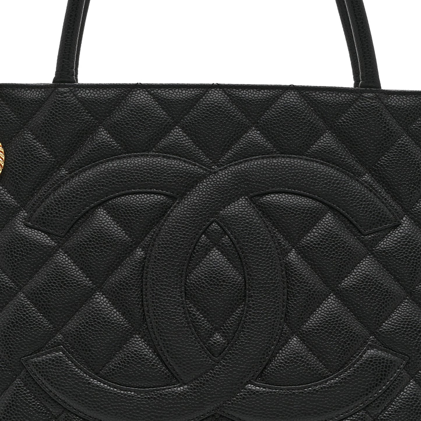 Caviar Quilted Medallion Tote Black
