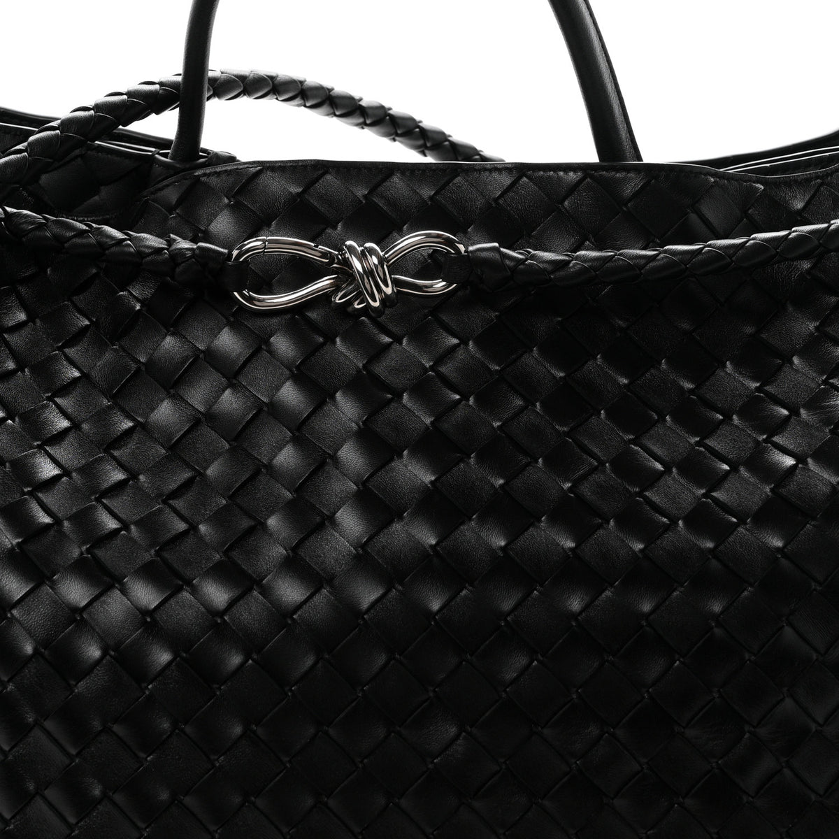 Nappa Intrecciato Large Andiamo Shoulder Bag Black
