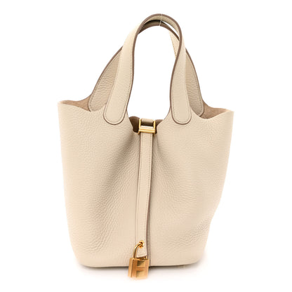 Hermes Taurillon Clemence Picotin Lock 18 PM Beton 1 of 11