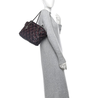 Chanel Nylon Quilted Tweed Stitch Bubble Tote Plum 2 of 14