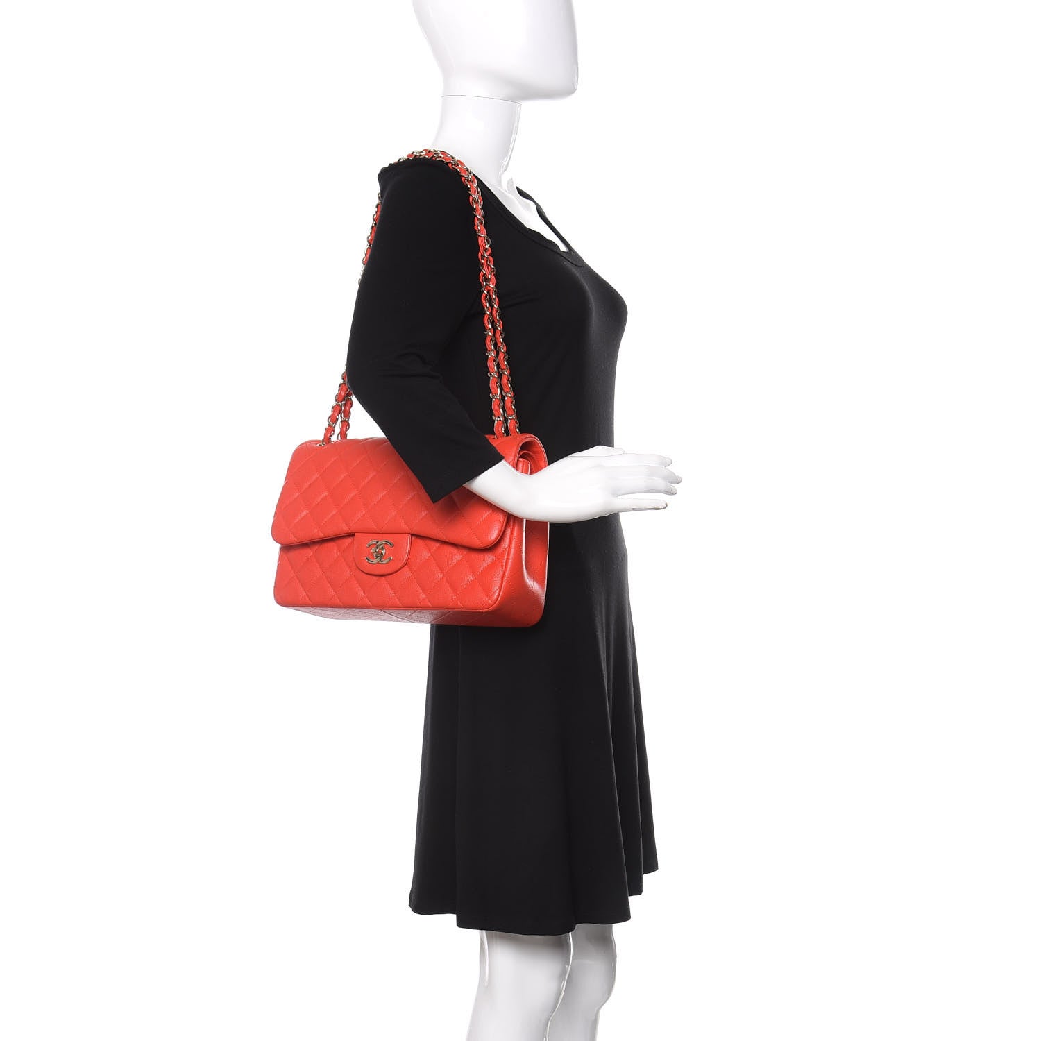 Chanel Caviar Quilted Jumbo Double Flap Red 2 of 11