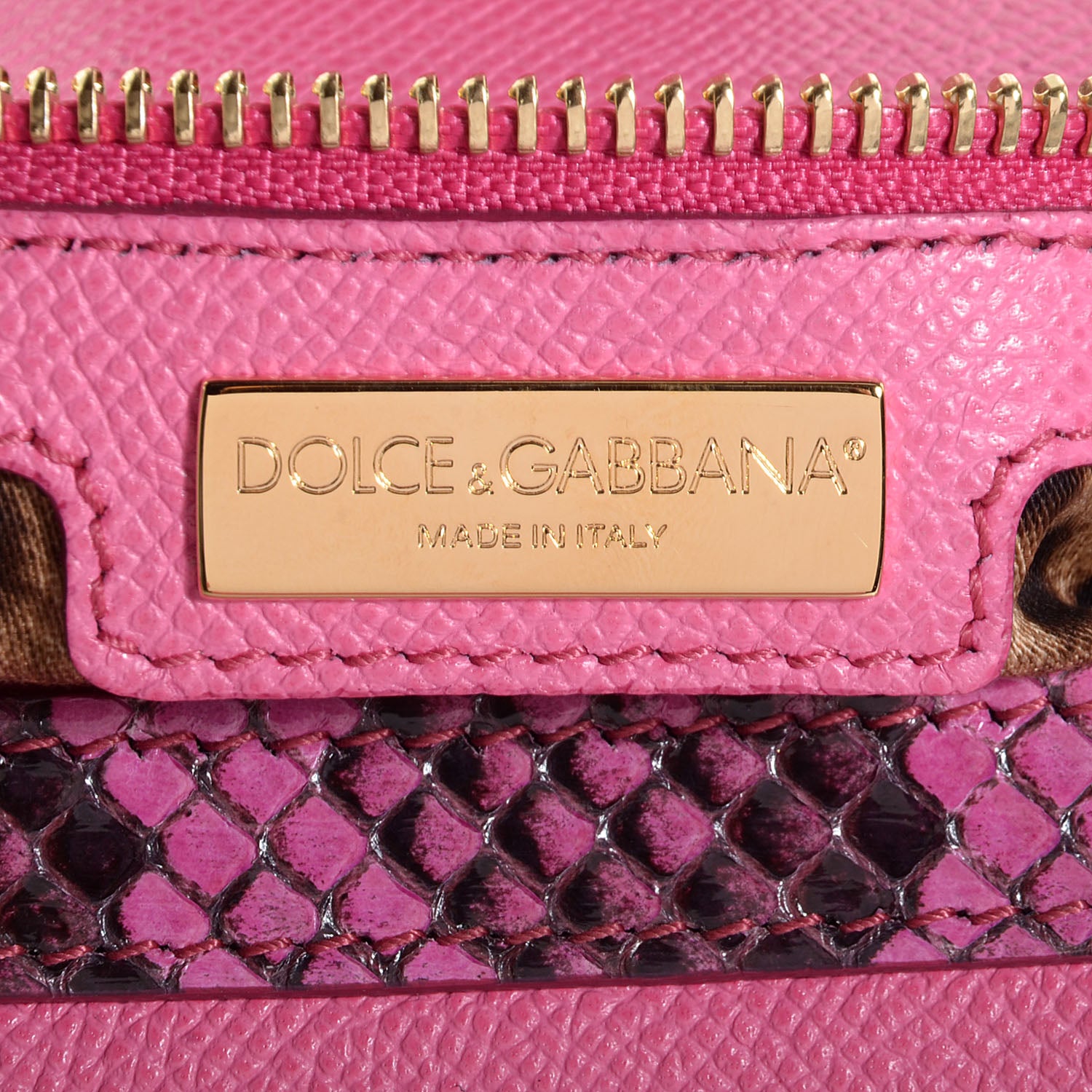 Dolce & Gabbana Dauphine Leather Python Large Miss Sicily Satchel Pink 7 of 8
