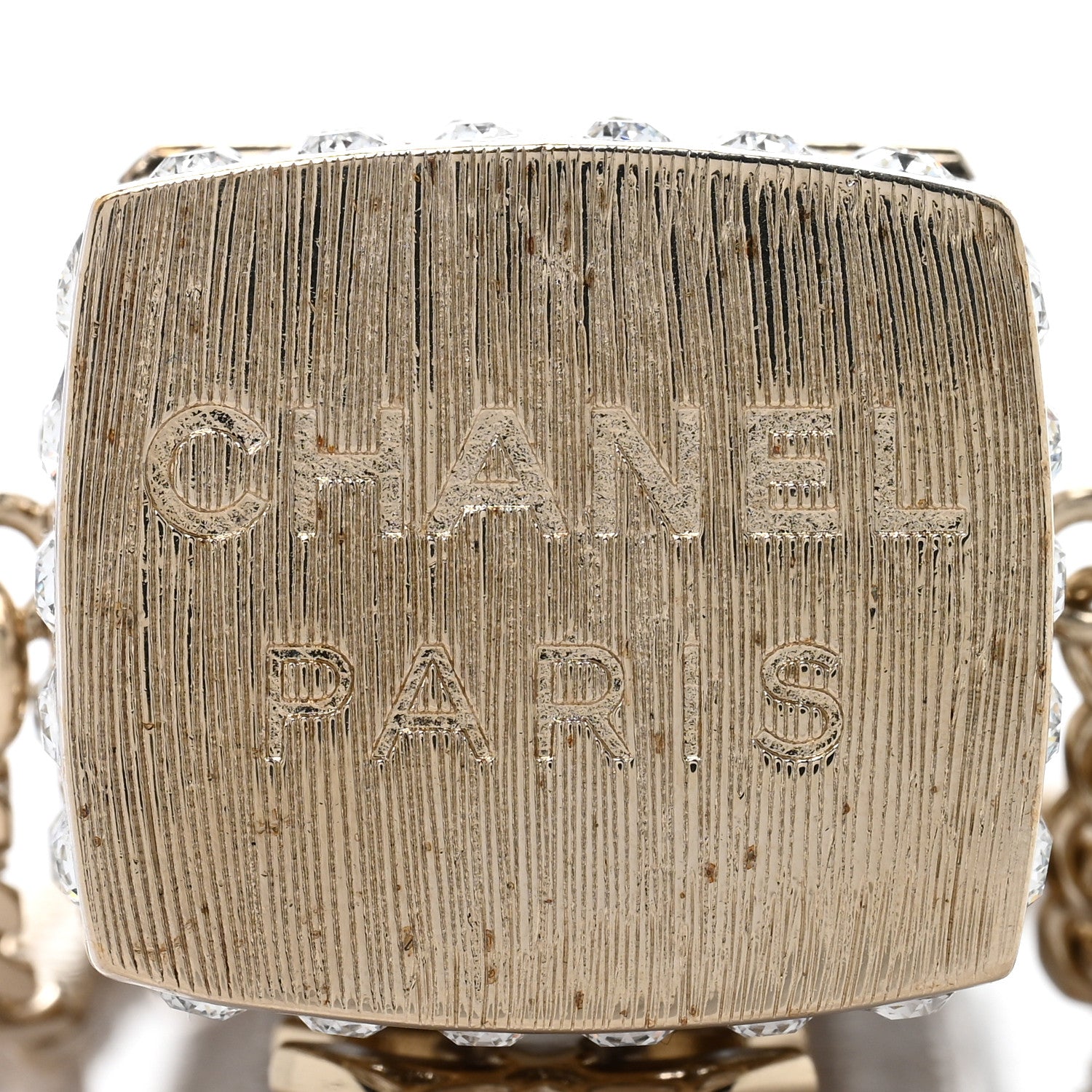 Chanel Metal Crystal Lipstick Case Long Necklace Gold 1696591