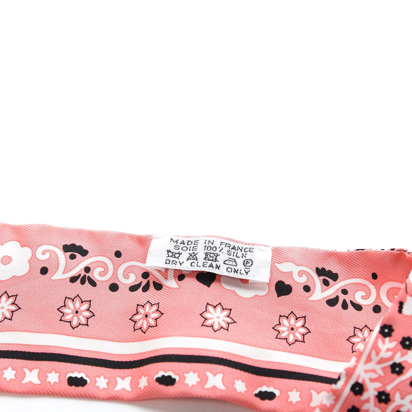 Silk Peuple Du Vent Bandana Twilly Rose Malabar Black White