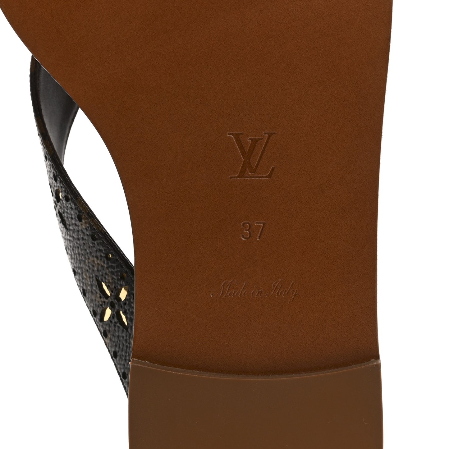 Monogram Sunny Flat Thong Sandals 37 Brown