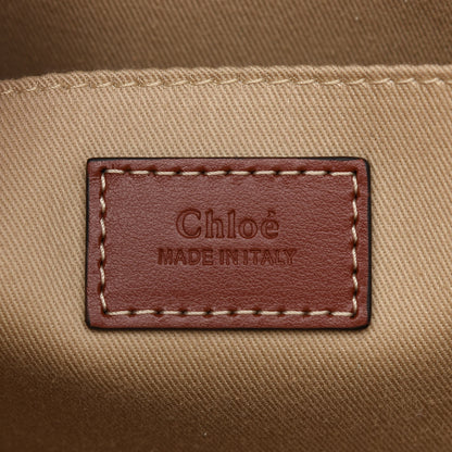 Chloe Cotton Calfskin Medium Woody Ribbon Tote White Brown 6 of 9
